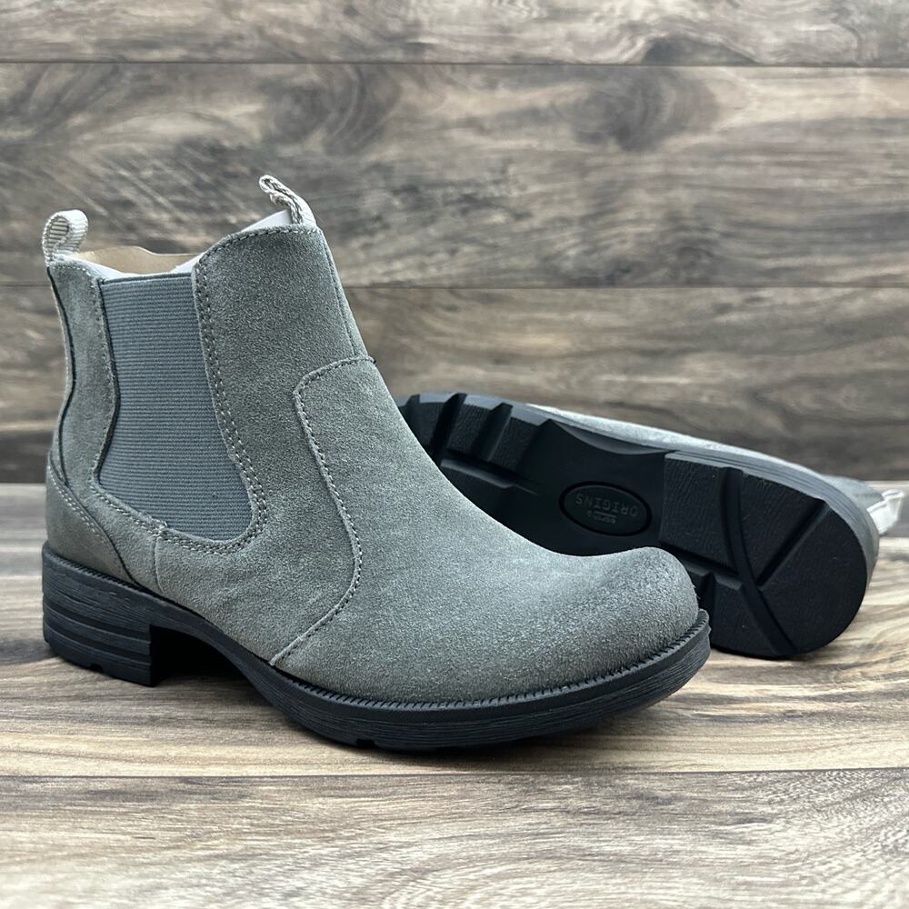 NIB Earth Origins Roxana 8W WIDE Chelsea Ankle Booties Boots Iron Grey Suede - Picture 4 of 12